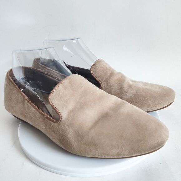 Birdies The Starling Boho Preppy 9.5 Latte Suede Loafers Flats Nuetral Camel Tan - Picture 1 of 10
